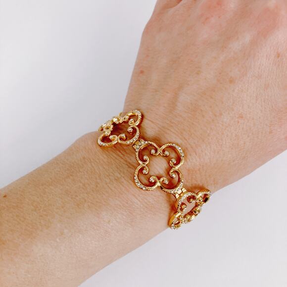 Brighton Crystal Pendant Necklace Bracelet Earrings Set Scroll Clover READ - Picture 3 of 16